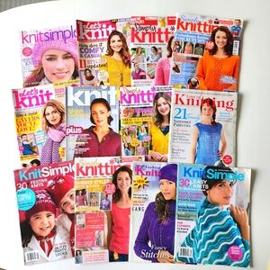 Knitting Magazines Lot Patterns Knit Ideas Sweaters Hats Cardigans DIY 12 Bundle